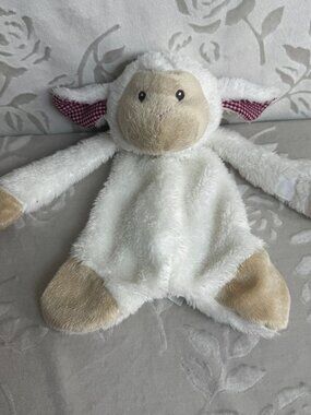 Baby Ganz Lamb Security Blanket Plush Lovey Soft White Tan hold pacifier Paw